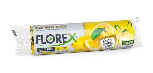 FLODEX BÜZGÜLÜ ÇÖP TORBASI LİMON KOKULU ORTA BOY 25*120