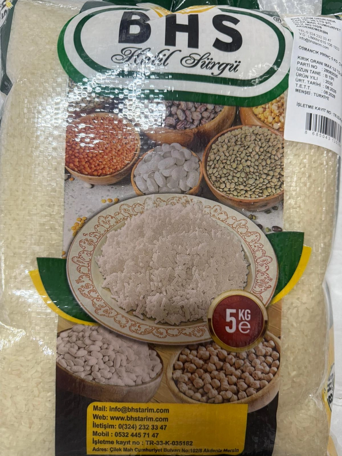 BHS OSMANCIK PİRİNÇ 5 KG ÇUVAL